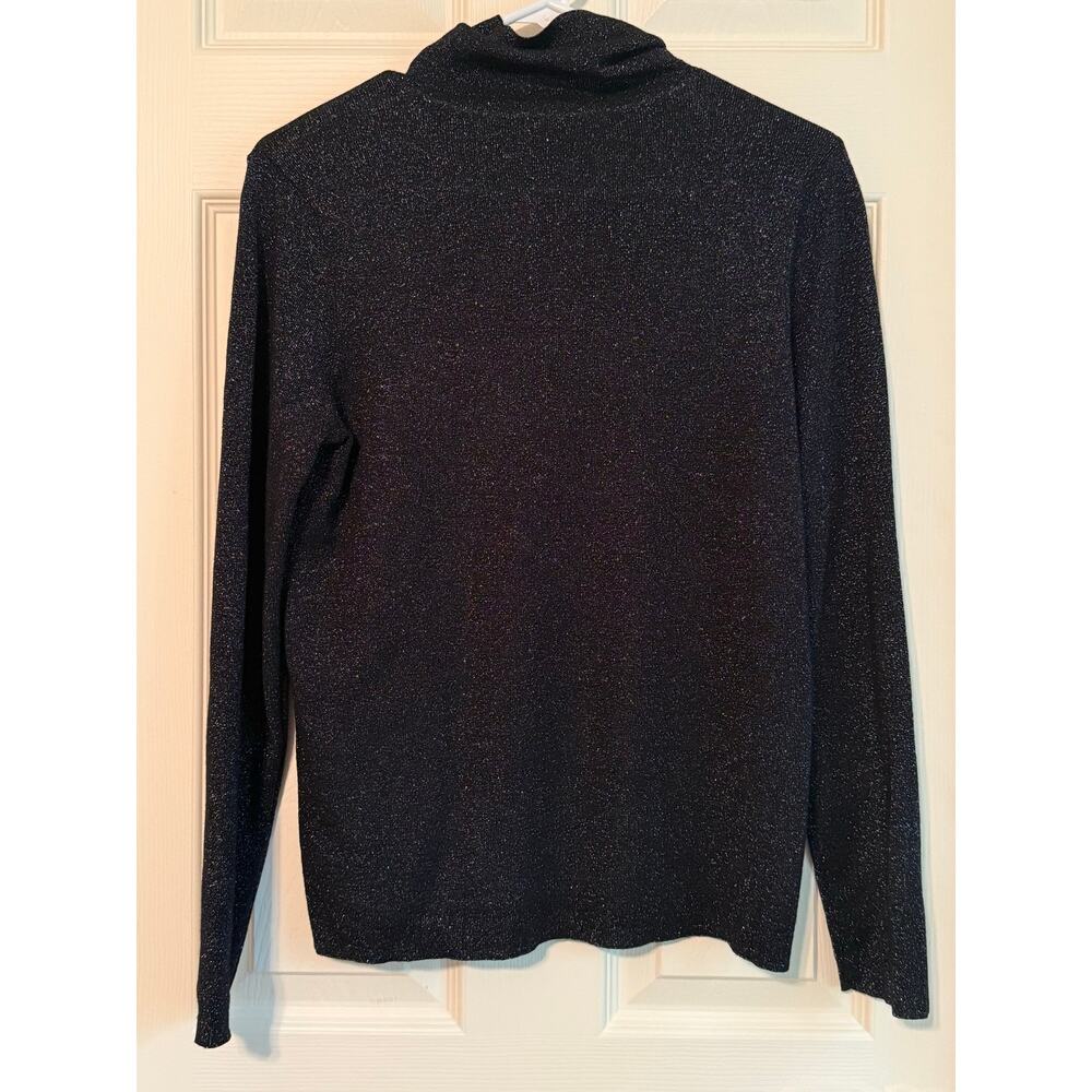 NWT Eileen Fisher Black Wool Metallic Long Sleeve Turtleneck Sweater Top Small - Picture 6 of 8